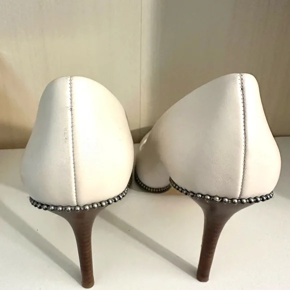 Coach Women's Ivory Heels with Studded Detail - Picture 3 of 9